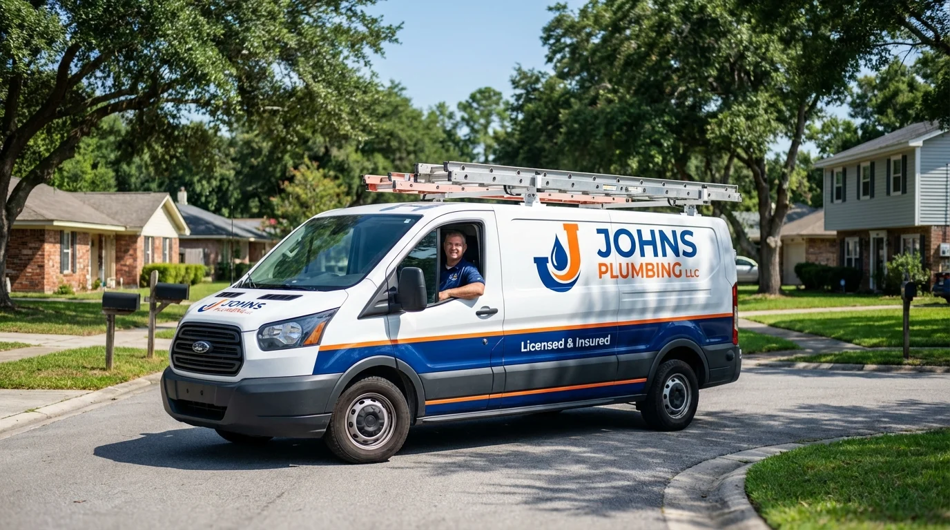 Johns Plumbing LLC service van in Midway, AR