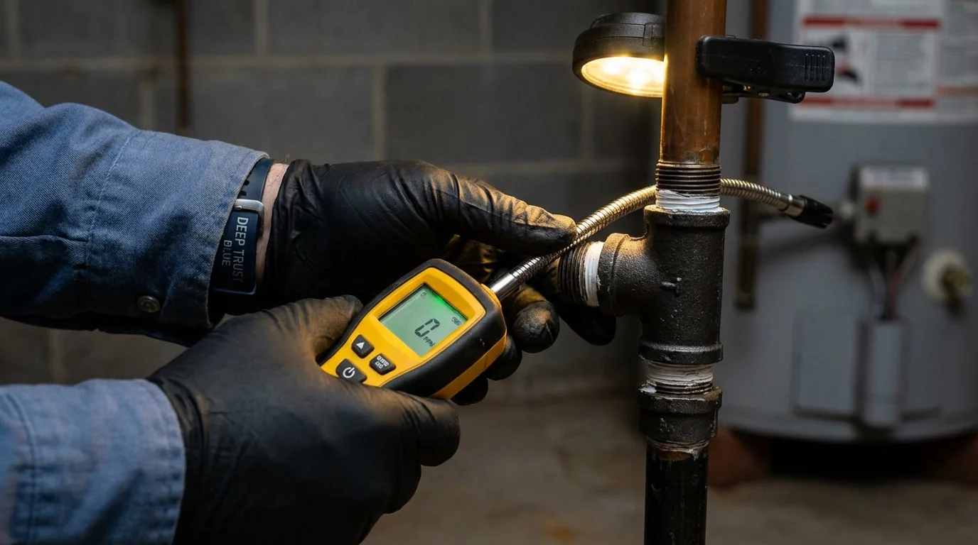 Gas leak detection with electronic sniffer by Johns Plumbing LLC in Midway