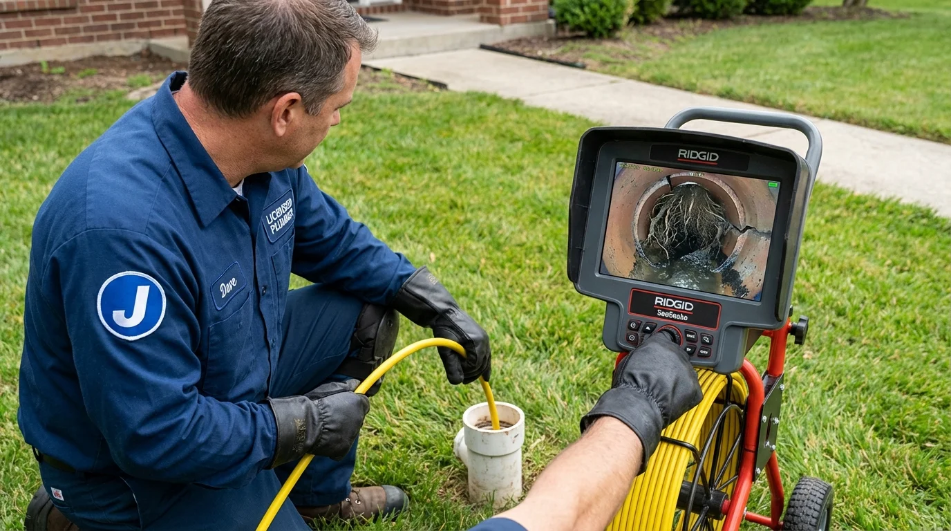Sewer camera inspection being performed by Johns Plumbing LLC in Midway