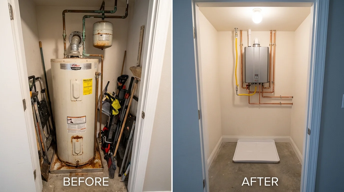 Tank water heater versus wall-mounted tankless unit comparison for Midway, AR homeowners